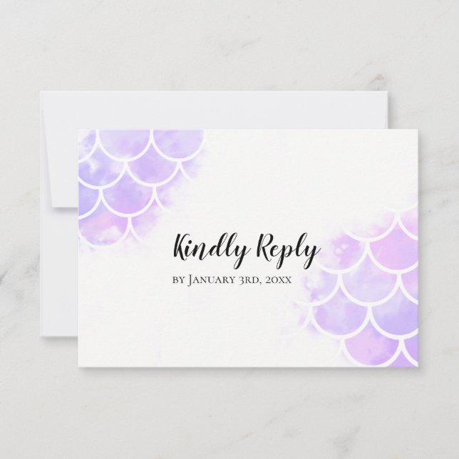 Pink & Purple Mermaid Inspired Wedding RSVP (Front)