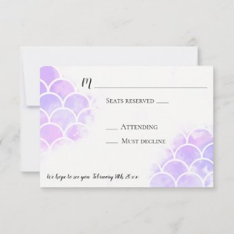 Pink &amp; Purple Mermaid Inspired Wedding RSVP | Zazzle