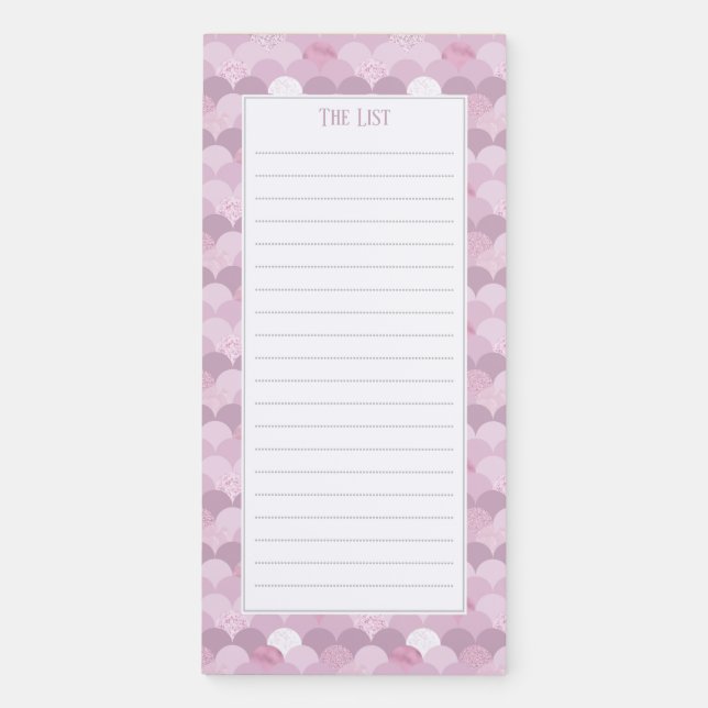 Pink purple mermaid scales magnetic notepad (Front)