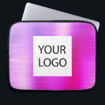 Pink Purple Metallic - Custom Logo Promotional Laptop Sleeve<br><div class="desc">Modern Pink and Purple Ombre Faux Metallic Stainless Gold Elegant Custom Logo Promotional Laptop Bag or Sleeve Promotional (promo) advertisement Case. This case can be customized to include your company or business logo.</div>