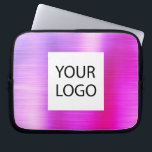 Pink Purple Metallic - Custom Logo Promotional Laptop Sleeve<br><div class="desc">Modern Pink and Purple Ombre Faux Metallic Stainless Gold Elegant Custom Logo Promotional Laptop Bag or Sleeve Promotional (promo) advertisement Case. This case can be customized to include your company or business logo.</div>