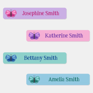 Pink Purple Mint Blue Cute Butterfly Add Name Labels
