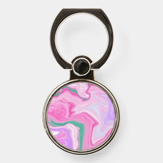 Pink, Purple, Mint Green Marble Art   Phone Ring Stand (Front)