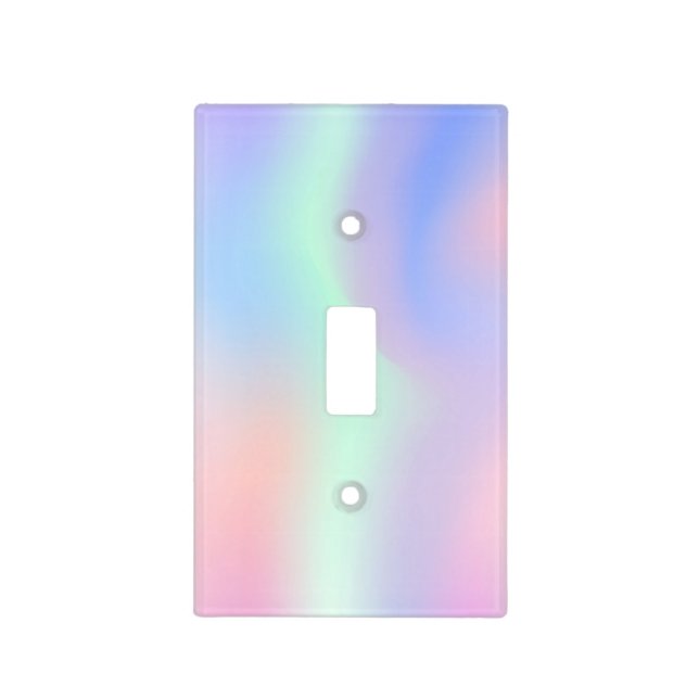 Pink purple mint green pastels holographic light switch cover (Front)