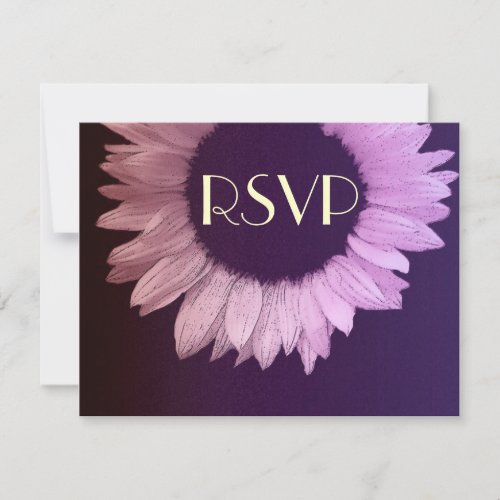 Pink Purple Modern Sunflower Wedding RSVP Large