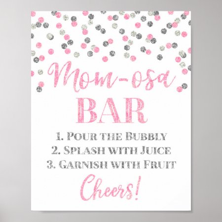 Pink Purple Mom-osa Bar Sign Baby Shower
