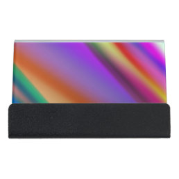 Pink Purple multicolored abstract pattern editable Desk Business Card Holder