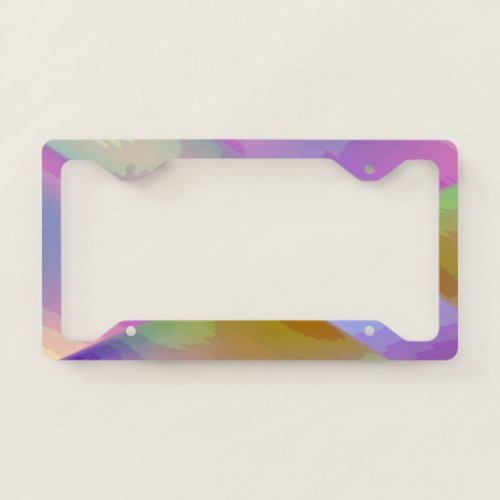 Pink Purple multicolored abstract pattern editable License Plate Frame