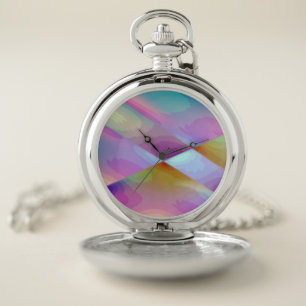 Pink Purple multicolored abstract pattern editable Pocket Watch