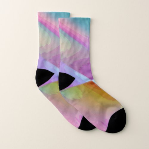 Pink Purple multicolored abstract pattern editable Socks