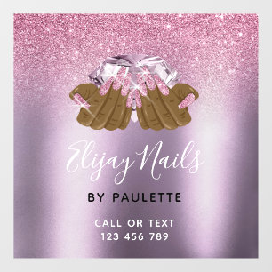 PINK purple nail salon woman hand nails technician Window Cling