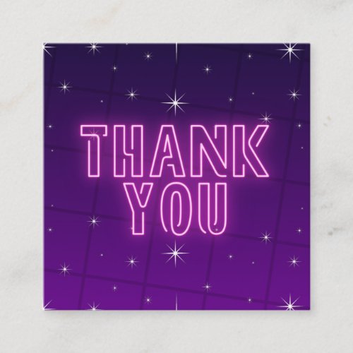 Pink  Purple Neon Sparkly Sparkle Thank You Cool Square Business Card