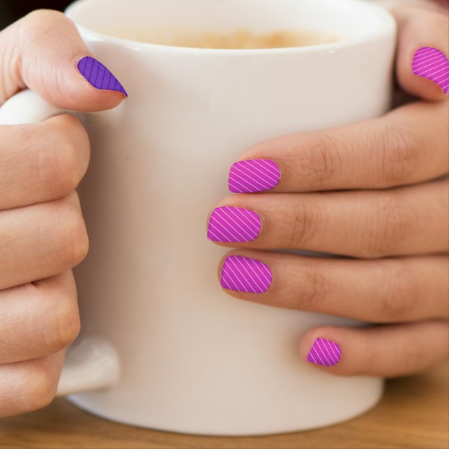 Pink Purple Neon Stripes Girly Stylish Modern Minx Nail Art (Insitu - Mug)
