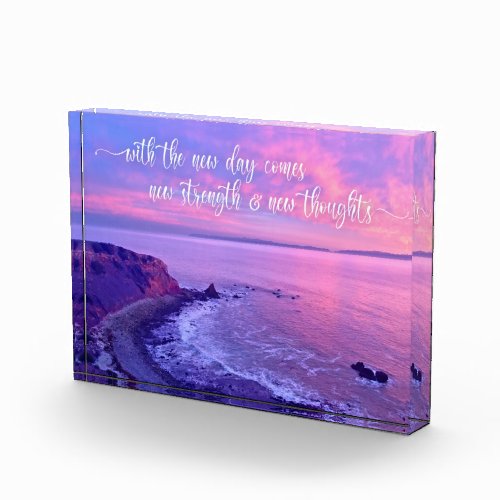 Pink Purple Ocean Sunset Inspirational Quote Bold Photo Block