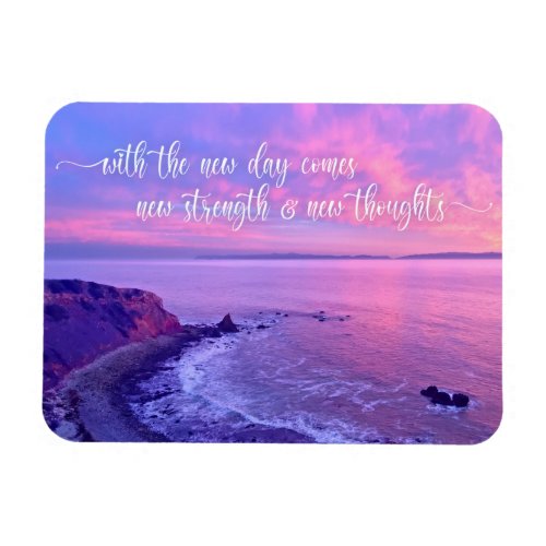 Pink Purple Ocean Sunset Photo Inspirational Quote Magnet