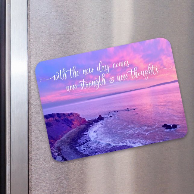 Pink Purple Ocean Sunset Photo Inspirational Quote Magnet (Creator Uploaded)