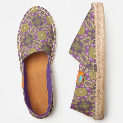 Pink Purple Ochre Olive Green African Style Art Espadrilles