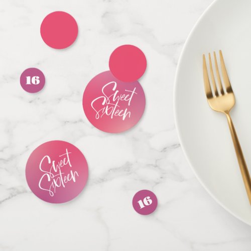 Pink Purple Ombre Calligraphy Sweet Table Confetti
