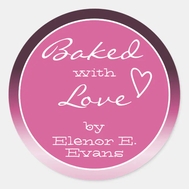 Pink Purple Ombre Gradience Frame Baked With Love Classic Round Sticker