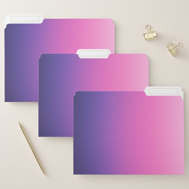 Pink Purple Ombre Gradient Blur Abstract Design File Folder (Set)
