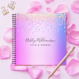 Pink purple ombre jewel hair stylist makeup artist notebook
