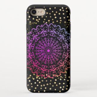 Pink Purple Ombre Mandala with Gold Glitter iPhone 8/7 Slider Case