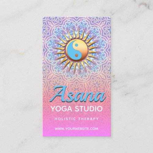 Pink Purple Ombre Yin Yang Holistic Business Cards