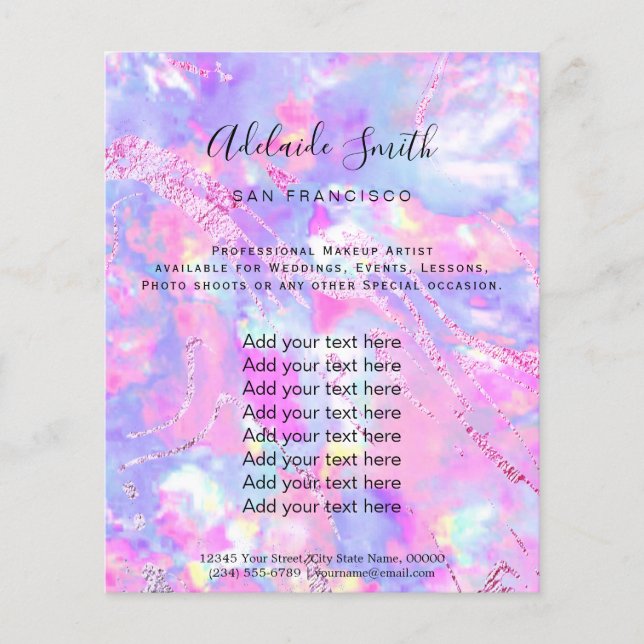 pink purple opal stone FAUX holograph  Flyer (Front)