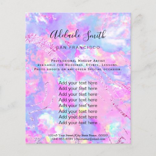 pink purple opal stone FAUX holograph  Flyer