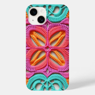 Pink Purple Orange Colorful Granny Square Crochet Case-Mate iPhone 14 Case