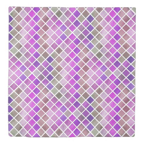 Pink Purple Orange Green Mosaic Duvet Cover