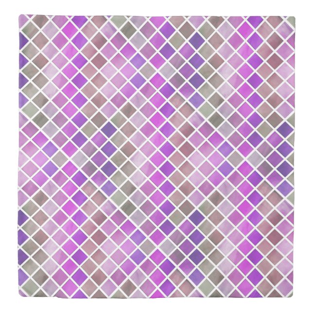 Pink Purple Orange Green Mosaic Duvet Cover (Front)