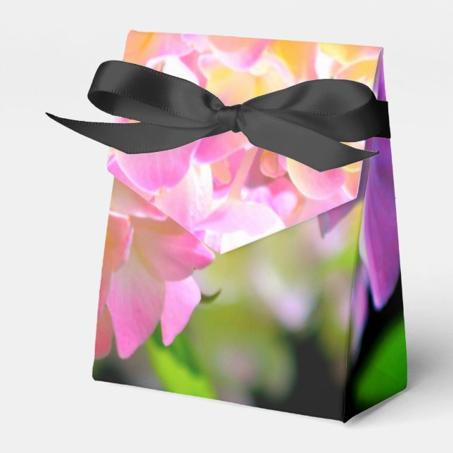 Pink purple orange hydrangeas favor boxes (Front Side)