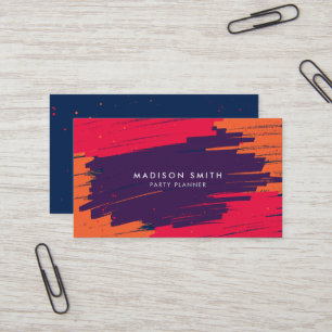 Pink Purple Orange Vibrant Modern Bold Strokes Business Card