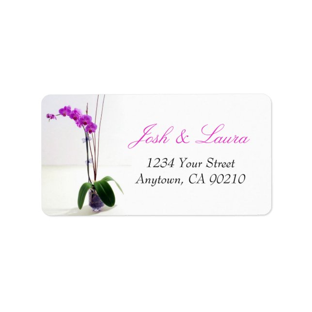 Pink Purple Orchid Floral Return Address Labels (Front)