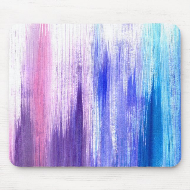 Pink Purple Paint Brush Strokes Painted Watercolor Mouse Pad (Front)