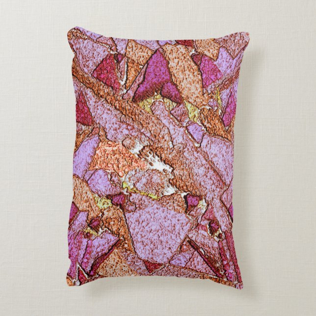 Pink purple painted volcanic stones drawing accent pillow (Back(Vertical))