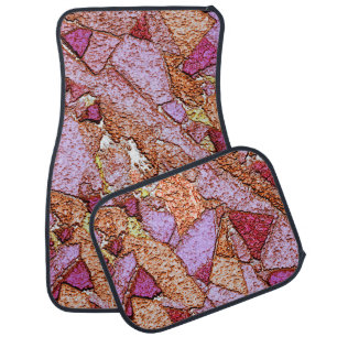 Pink purple painted volcanic stones drawing car floor mat