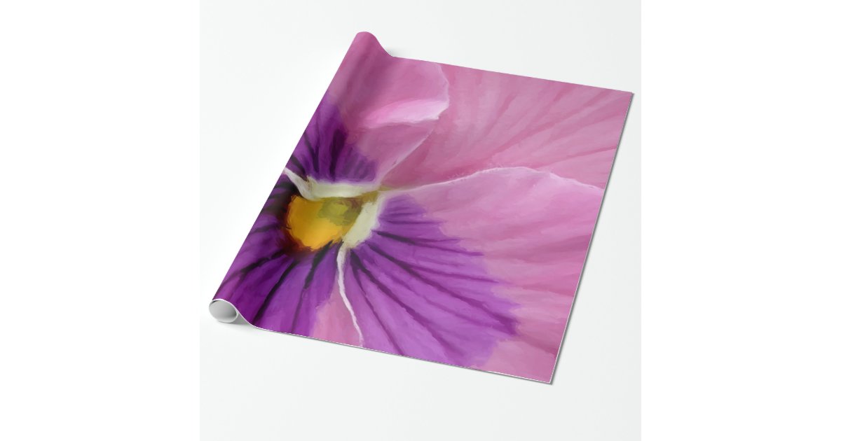 Pink Purple Pansy Flower Macro Wrapping Paper | Zazzle