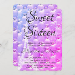 Pink Purple Paris Sweet Sixteen Birthday Party Invitation