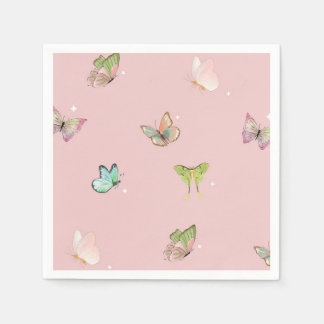 Pink Purple Pastel Butterfly Girl Baby Shower Napkins