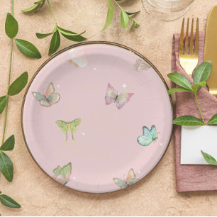 Pink Purple Pastel Butterfly Paper Plates
