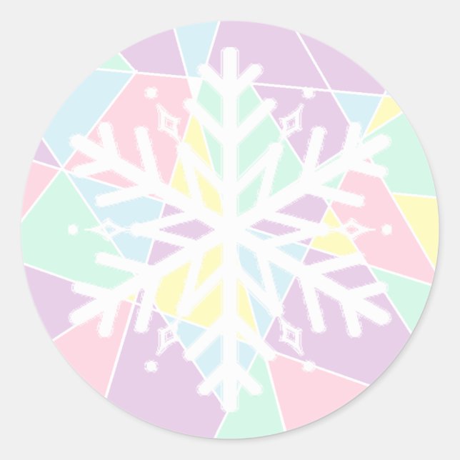 Pink Purple Pastel  Christmas Snowflake Classic Round Sticker (Front)