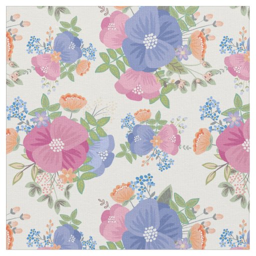 Pink Purple Pastel Floral Pattern Fabric