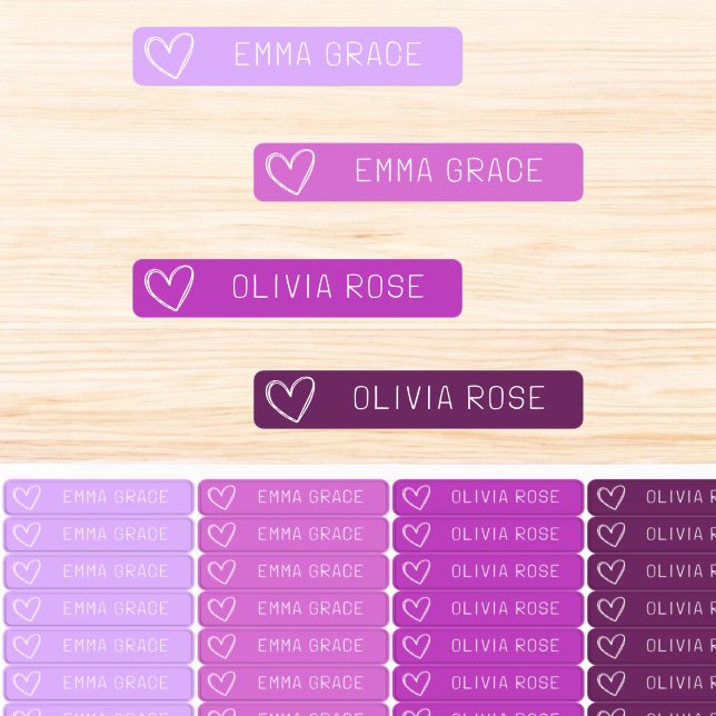 Pink Purple Pastel Girl's Heart School Clothing  Kids' Labels (Creator Uploaded)