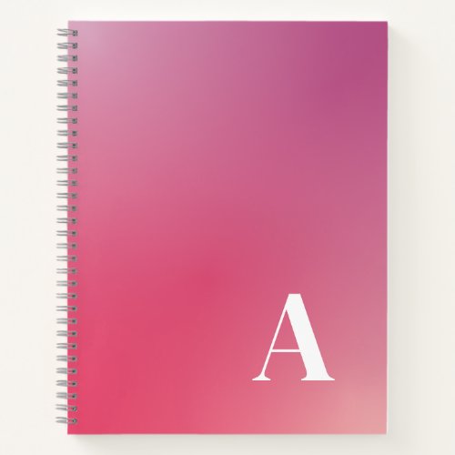Pink Purple Pastel Ombre Abstract Monogram Notebook