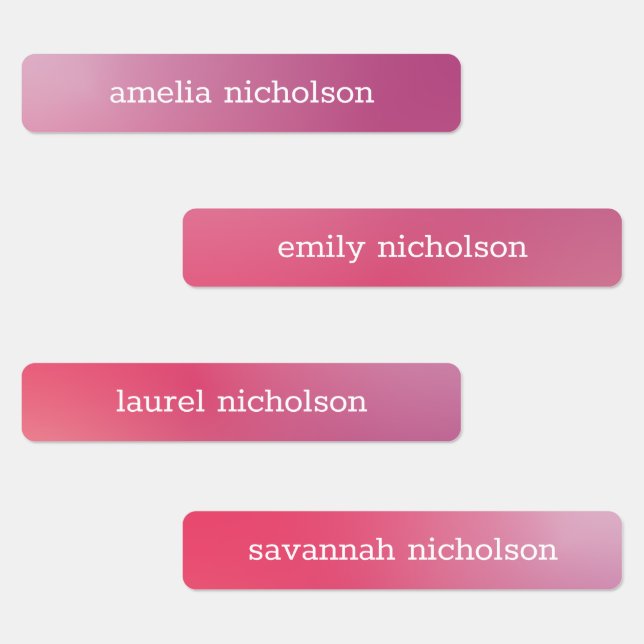 Pink Purple Pastel Ombre Gradient Waterproof Labels (Group)