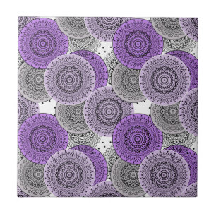 Pink purple pattern arabic mandala oriental style ceramic tile
