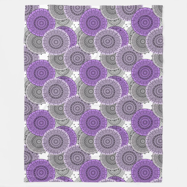 Pink purple pattern arabic mandala oriental style fleece blanket (Front)