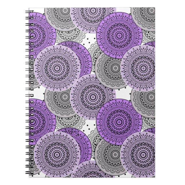 Pink purple pattern arabic mandala oriental style notebook (Front)